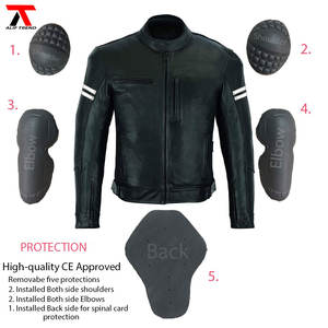 Chaqueta de cuero de motocicleta con armadura aprobada CE hecha a medida para hombres, ropa deportiva impermeable transpirable - Product Image 5