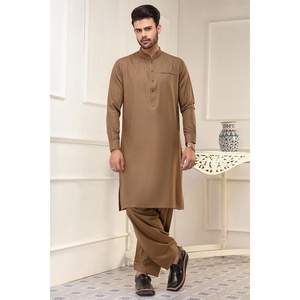 DK-20-101 Kameez Shalwar pour homme, fermeture à simple boutonnage, 100% polyester, marron cuivré - Product Image 2