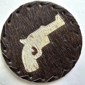 Sous-verres en cuir de vachette faits à la main, sous-verres pour boissons, décoration d'intérieur, accessoires pour café, sous-verres en cuir, cadeau de Noël western - Product Image 1