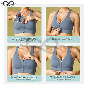 Sujetador de postcirugía frontal con cremallera para mujer, sujetadores deportivos inalámbricos, diseño de tiras acolchado, soporte medio, sujetadores deportivos para Yoga y ejercicio - Product Image 4