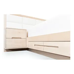 High Quality 1.8m Double Modern Wooden King Queen Twins Full Size Wooden Bed Frame Villa Bed Cubix Storage Bed