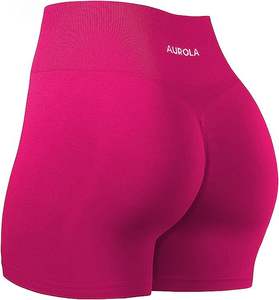 Top Quality Yoga <b>Shorts</b> Custom logo Fitness Seamless Solid Striped High <b>Waist</b> Scrunch Butt <b>Shorts</b> Breathable Women Yoga <b>Short</b> - Product Image 3