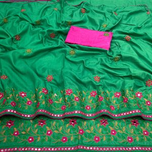 ผ้าส่าหรีอินเดียคุณภาพสูงผ้าผ้าไหมปักลายแฟนซีชุดใส่ทำงานปาร์ตี้เจ้าสาวสุดพิเศษ - Product Image 3