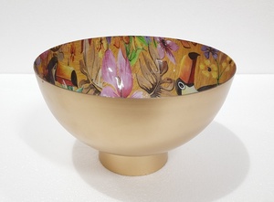 Premium Quality Wooden and Meena Work Kitchenware Bowl Round Shape Solid Wood Tabletop Home <b>Dinnerware</b> Bowl Handmade - Product Image 3