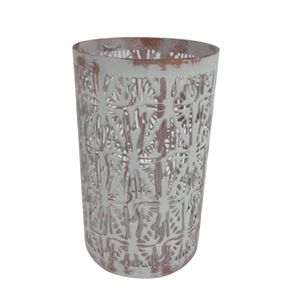Porte-bougie rond en cuivre antique en fer moderne, décoration de Noël blanche faite à la main pour le salon et la décoration intérieure - Product Image 4