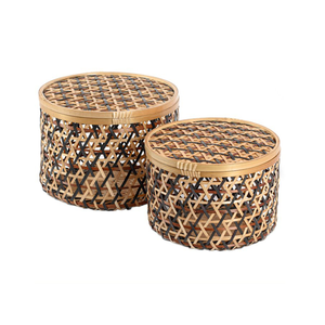 Handwoven eco-friendly bamboo gift <b>box</b> storage basket for food drink for spring party wedding from Vietnam - Product Image 1