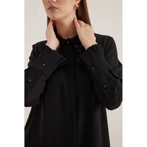 Ladies Formal <b>Embroidered</b> Floral <b>Tunic</b>-Loose Fit Poplin & Organza Black Size XL - Product Image 5