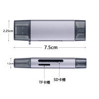 Lecteur de cartes USB C en alliage d'aluminium, adaptateur de mémoire SD TF, double connecteur pour ordinateur, smartphone, appareil photo, import de photos
