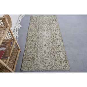 Alfombra de lana Vintage con diseño de patchwork marrón beige rectángulo grande de 3x6 pies para sala de estar dormitorio con respaldo de látex para adolescentes - Product Image 1