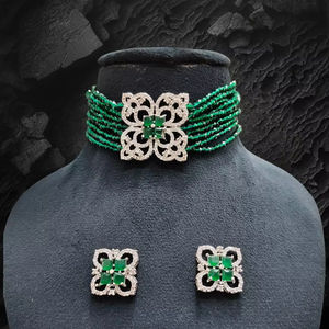 Trending American Diamond Choker Fashion Designer Necklace <b>Set</b> <b>Indian</b> Fashion Jewelry for Women and Girls' Party Wear - Product Image 1