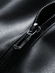 Chaqueta de Cuero con Forro de Lana y Cuello Alto para Hombre, Diseño Delgado, Alta Calidad OEM, Personalizable para Hombre y Mujer - Product Image 5