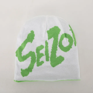 Bonnets unisexes de 37 couleurs, logo personnalisé, manchette en tricot jacquard, casquette hiver crâne floue-Broderie graphique du fabricant Voyageurs - Product Image 5