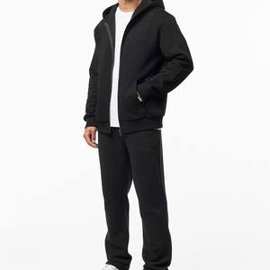 Ensembles de survêtements unisexes Y2K en gros, survêtements à capuche unis de haute qualité pour hommes, coton noir, logo brodé personnalisé, OEM - Product Image 3