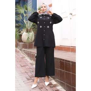 Conjunto Casual con Detalles de Piedras Brillantes, Negro 19264 XS, Largo Midi - Product Image 3