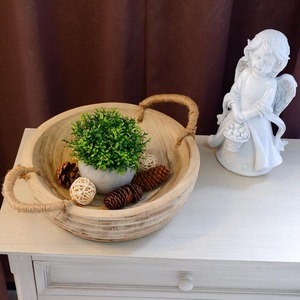 Cuenco de madera tallada para centro de mesa decoración rústica hecha a mano para cocina, comedor y sala de estar DE LA India - Product Image 6