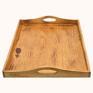 Plateau de service moderne en bois naturel, écologique, artisanal, design unique, avec poignées pour aliments et boissons, disponible dans le monde entier - Product Image 3