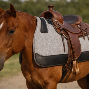Selle de cheval classique confortable en feutre de laine et de polyester avec absorption des chocs pour l'entraînement sportif, prête à être expédiée - Product Image 4