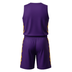 Ensemble de maillot de basket-ball violet à la mode, avec bordure en forme de foudre - Maillot et short en mesh respirant à séchage rapide pour les équipes - Product Image 3