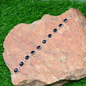 Pulsera de piedras preciosas de ónix negro de Plata de Ley 925, joyería hecha a mano, pulsera de estilo bohemio de plata, joyería para mujer, regalo de boda, esposa - Product Image 2