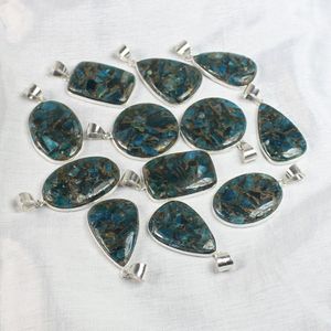 Vente en gros Style bohème cuivre néon apatite pierre précieuse pendentif à la mode lunette réglage bijoux - Product Image 2