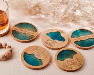 Ensemble de dessous-de-verre classiques en bois naturel TIMELESS CRAFT, durables, ronds, pour tasses et mugs, vaisselle écologique - Product Image 1