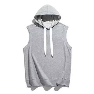Sweat à capuche sans manches pour hommes, extensible et confortable pour le fitness, la musculation, les sports de plein air, teint en couleur unie - Product Image 3