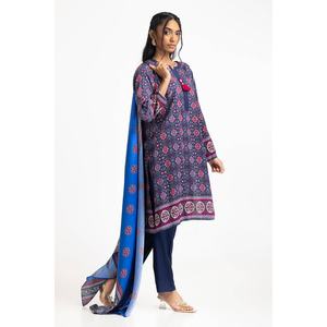 Traje de Lino Azul de 3 Piezas con Estampado Satinado para Mujer - Product Image 2