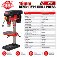 Perceuse à colonne SIEG Z2 16 mm 550 W 16 vitesses, broche MT2, table inclinable, 220-240 V, garantie 1 an pour atelier et éducation, certifiée GS CE
