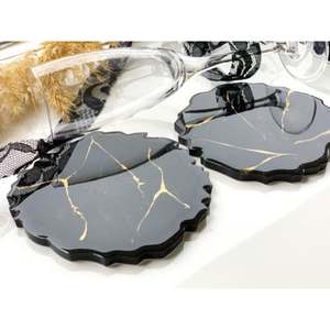 Ensemble de 4 sous-verres en résine écologique fabriqués avec des matériaux non toxiques avec une forme et une taille personnalisées à des tarifs très bas - Product Image 2