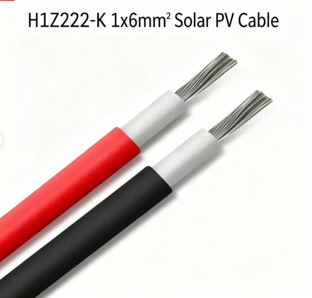 HUAQI H1Z2Z2-K 1x6mm2 Solar PV Cable 1500V DC TUV CE XLPO Halogen Free for Solar Panel System