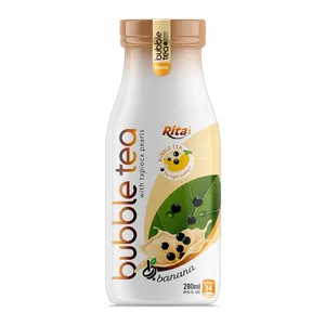 High Quality Direct Factory Glass Bottle 280ml Bubble Tea with Tapioca Pearls and Banana Ready to Drink Packaging Tea Drink