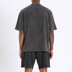 2026 nueva camiseta de manga corta con parche bordado desgastado para hombre, ropa de calle de algodón 100%, diseño de serigrafía sólida - Product Image 2