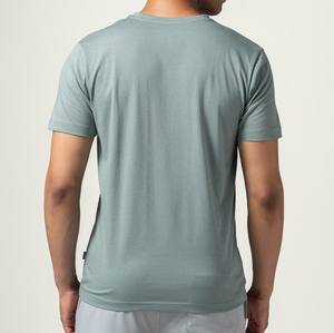 Camiseta personalizada de algodón puro con cuello en V para hombre, ajuste regular básico con diseño de logotipo de manga corta sólida a petición - Product Image 4