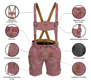 Lederhosen Original para mujer más atractivo Dark German Bavarian Hot Shorts señoras pantalones cortos cintura Oktoberfest Lederhosen - Product Image 5