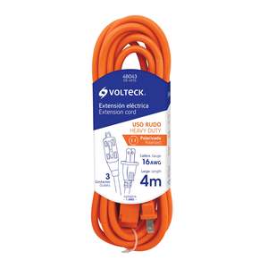 Cable de Extensión de Alta Resistencia Volteck ER-4X16 de 15 m, Cable de Cobre de 16 AWG, Enchufe Nema 5-15P, 125 V, 13 A, para Uso en Exteriores, para Electrodomésticos con 3 - Product Image 1