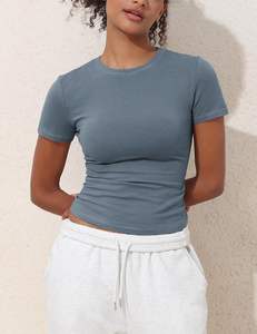 Camiseta de Verano para Mujer, Talla Grande, Tejido Ligero, Suave, Transpirable, Elástica, Ajustada, de Secado Rápido y Ecológica - Product Image 1