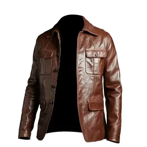 Blouson bombardier personnalisé Blouson en cuir pour homme Vente en gros OEM Blouson racer en cuir pour homme - Product Image 1