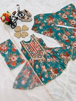 Tenue de fête spéciale pour enfants, ensemble Sharara trois pièces en soie Banarasi multicolore, très accrocheur, prix de gros, commandez dès maintenant