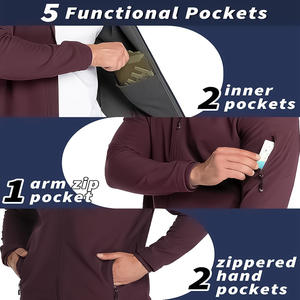 Chaqueta cortavientos Softshell ligera y transpirable para hombre con cierre de cremallera logotipo personalizado impermeable para uso en exteriores - Product Image 3