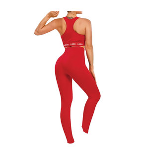 Conjunto de yoga con logotipo personalizado 95% algodón 5% Spandex sólido Plaid Halter sujetador y mallas largas de talla grande para gimnasio correr Fitness - Product Image 2