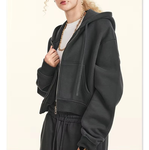 Sweats élégants pour femmes doux léger confort avant fermeture à glissière complète Fitness Hoodie pour femmes - Product Image 5