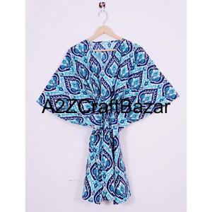 Robe courte en coton imprimé écologique pour femmes, style bohème, motif floral, couvre-maillot de plage, décontractée, ample, légère et confortable pour l'été - Product Image 1