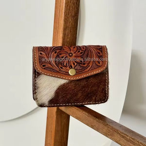 Porte-monnaie de petite taille en cuir de vachette, usiné à la main, multi-usages, mini portefeuille pour femmes, cadeaux occidentaux, cowgirl - Product Image 2