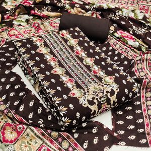 Conjunto de Salwar Kameez de Rayón Estampado con Dupatta de Seda Chanderi - Estilo Tradicional 2.4m Inferior 2.3m Superior 2.1m Dupatta - Product Image 2
