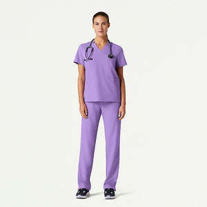 Scrubs médicaux élégants pour les infirmières Ensemble de gommage extensible respirant avec veste de maillot de corps à col en V Uniformes de gommage d'hôpital - Product Image 5