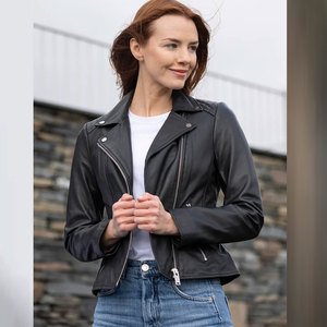 Chaqueta de piel sintética para mujer, ropa de abrigo de moda con cremallera y manga larga, adecuada para uso diario en otoño, oficina y viajes - Product Image 2