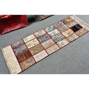 Vintage 2x5.9 ft Rug, Turkish Rug, <b>Red</b> Ombr <b>Wool</b> Rug - Product Image 2