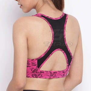 Soutien-gorge de sport pour femmes, vêtements de sport fabriqués au Pakistan, maintien léger à l'avant, coussinets amovibles, respirant, séchage rapide, élasthanne/coton, haute qualité - Product Image 3