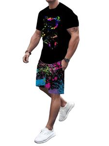 Costume d'été décontracté imprimé en 3D grande taille pour hommes, tenue hip-hop de rue en plein air à la mode - Product Image 2