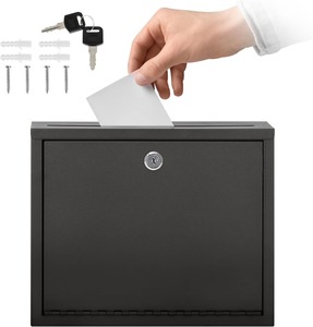 Boîte aux lettres en métal solide avec serrure et porte-lettre mural sans rouille pour une utilisation en extérieur dans le bureau à domicile ou l'entrée du bâtiment - Product Image 1